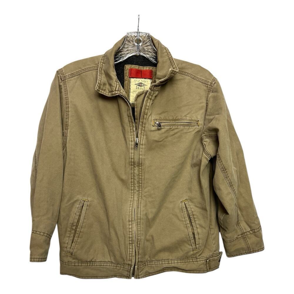 Old Navy Work Wear Canvas Chore Barn Utility Jacket Lined Fleece Youth Size 7